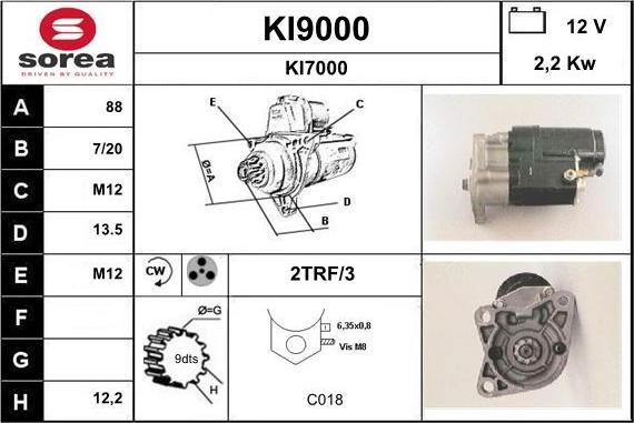 SNRA KI9000 - Стартер www.autospares.lv