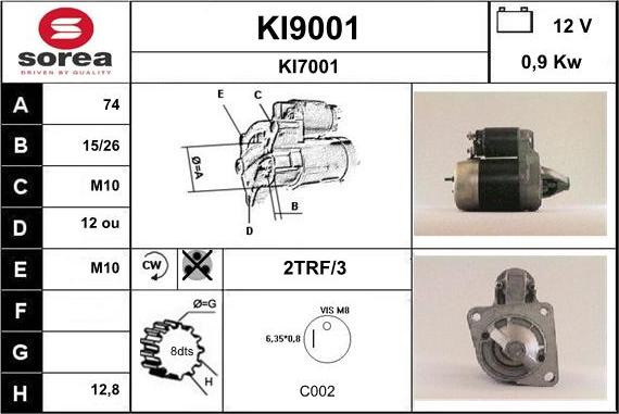 SNRA KI9001 - Starteris www.autospares.lv