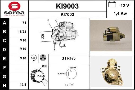 SNRA KI9003 - Starter www.autospares.lv