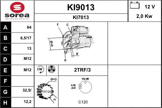 SNRA KI9013 - Starteris autospares.lv