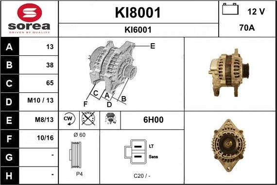 SNRA KI8001 - Ģenerators autospares.lv