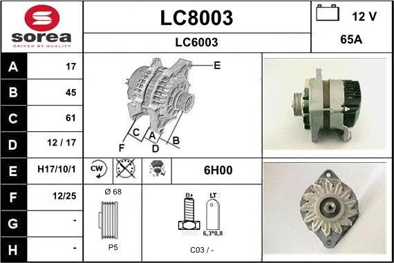 SNRA LC8003 - Ģenerators autospares.lv