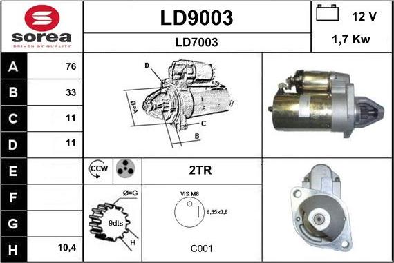 SNRA LD9003 - Starteris autospares.lv