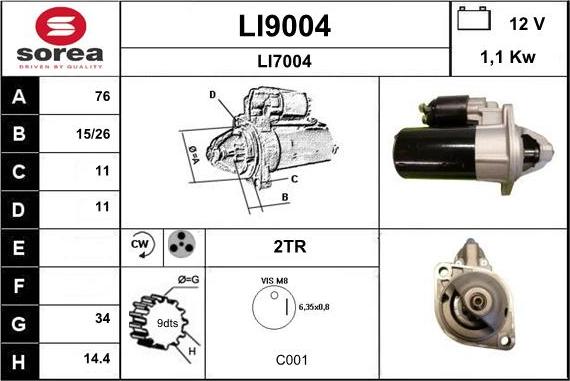 SNRA LI9004 - Стартер www.autospares.lv