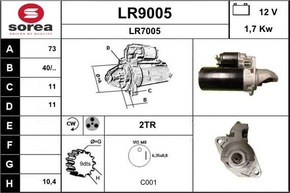 SNRA LR9005 - Starteris www.autospares.lv