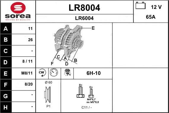 SNRA LR8004 - Ģenerators www.autospares.lv