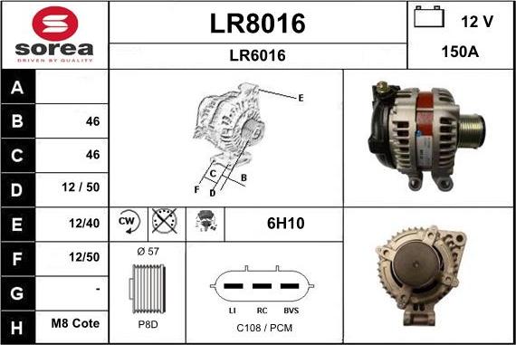 SNRA LR8016 - Генератор www.autospares.lv