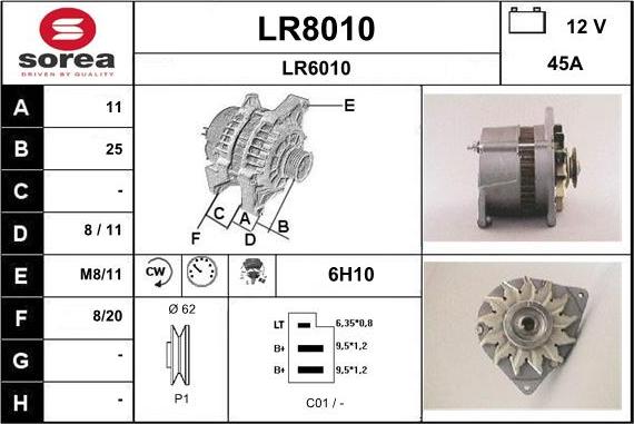 SNRA LR8010 - Alternator www.autospares.lv