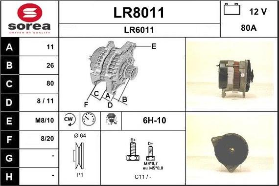 SNRA LR8011 - Генератор www.autospares.lv