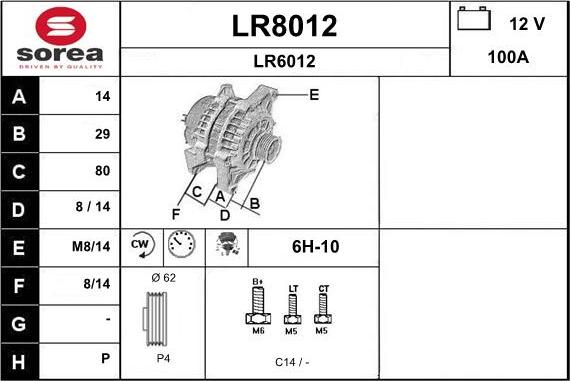 SNRA LR8012 - Alternator www.autospares.lv