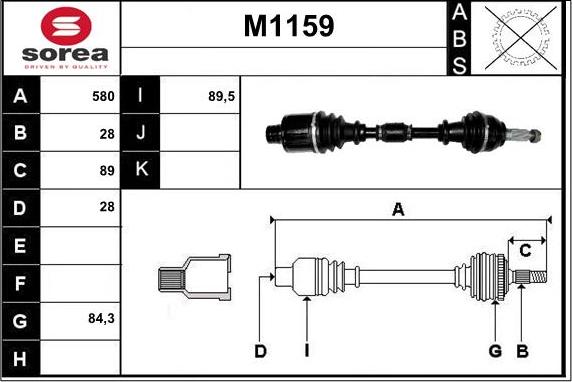 SNRA M1159 - Piedziņas vārpsta www.autospares.lv