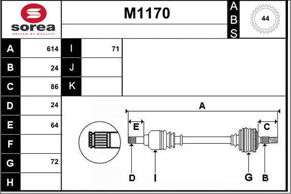 SNRA M1170 - Piedziņas vārpsta autospares.lv