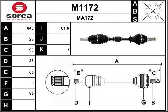 SNRA M1172 - Piedziņas vārpsta www.autospares.lv