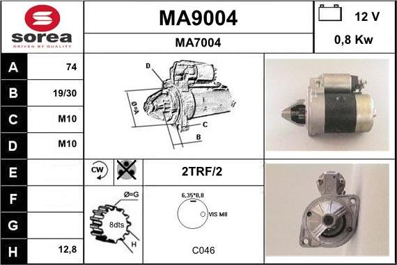 SNRA MA9004 - Starter www.autospares.lv