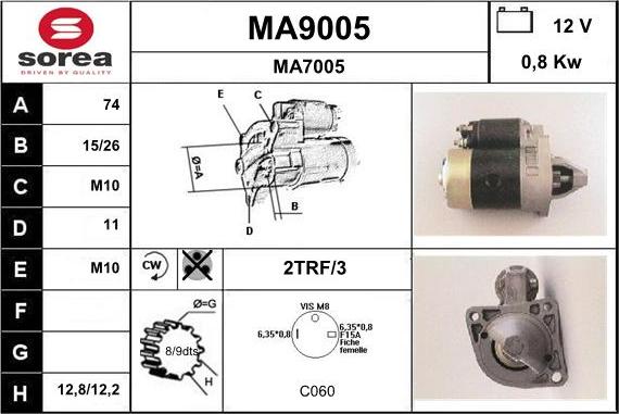 SNRA MA9005 - Starteris autospares.lv