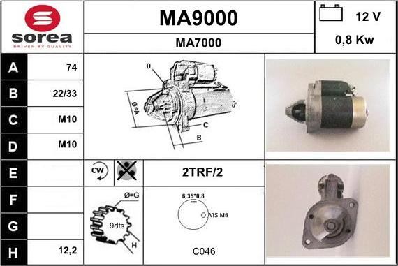 SNRA MA9000 - Starter www.autospares.lv