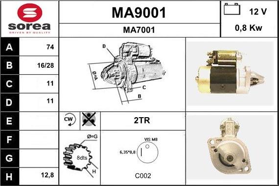 SNRA MA9001 - Starteris autospares.lv