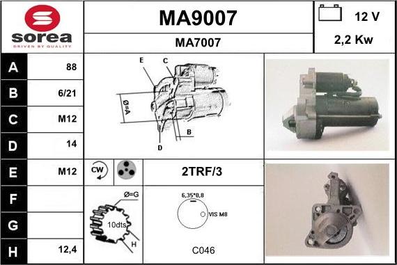 SNRA MA9007 - Starteris autospares.lv