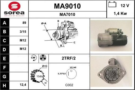 SNRA MA9010 - Starteris autospares.lv