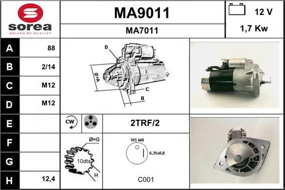 SNRA MA9011 - Starteris autospares.lv