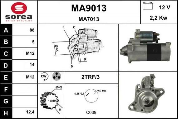 SNRA MA9013 - Starteris autospares.lv