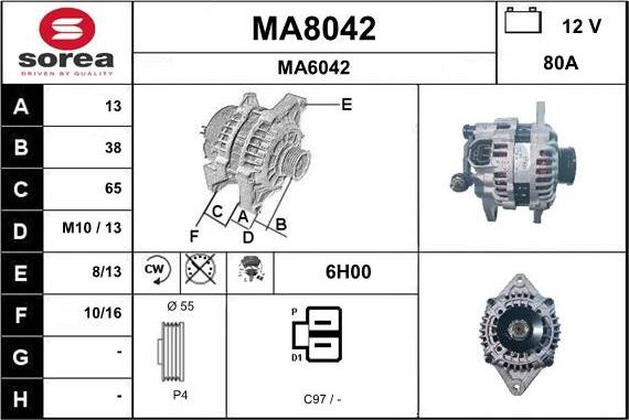 SNRA MA8042 - Alternator www.autospares.lv