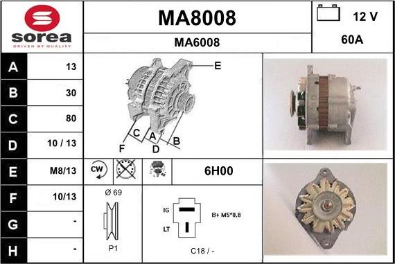 SNRA MA8008 - Ģenerators www.autospares.lv