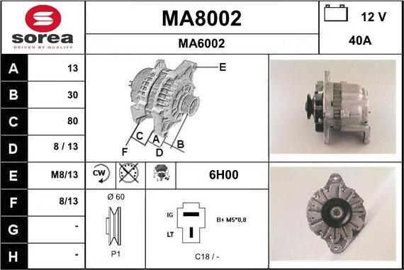 SNRA MA8002 - Alternator www.autospares.lv