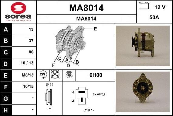 SNRA MA8014 - Alternator www.autospares.lv