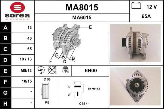 SNRA MA8015 - Ģenerators www.autospares.lv