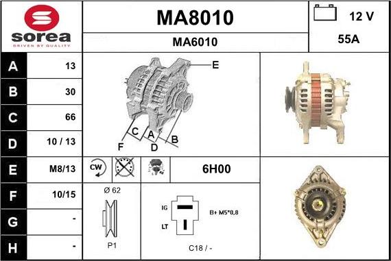 SNRA MA8010 - Alternator www.autospares.lv