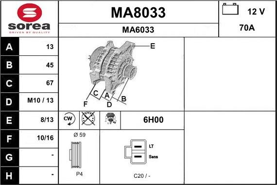 SNRA MA8033 - Ģenerators www.autospares.lv