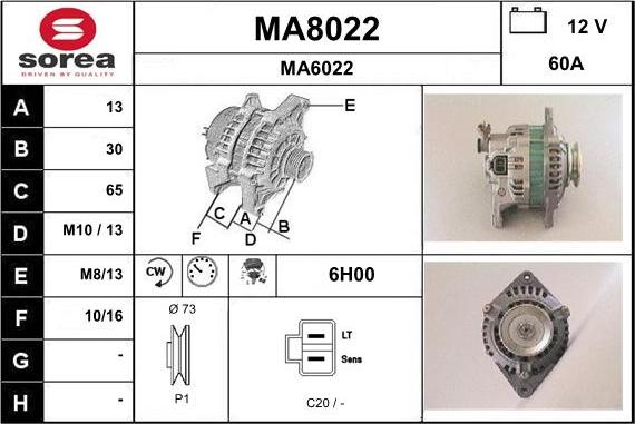 SNRA MA8022 - Ģenerators www.autospares.lv