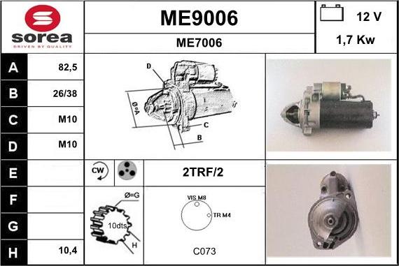 SNRA ME9006 - Starteris autospares.lv