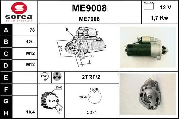 SNRA ME9008 - Starter www.autospares.lv