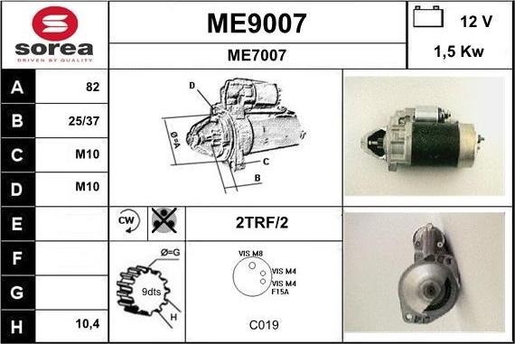 SNRA ME9007 - Starteris www.autospares.lv