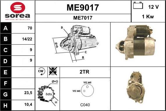 SNRA ME9017 - Starteris autospares.lv