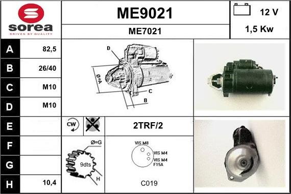 SNRA ME9021 - Starteris www.autospares.lv