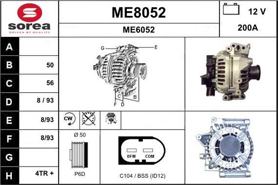 SNRA ME8052 - Alternator www.autospares.lv