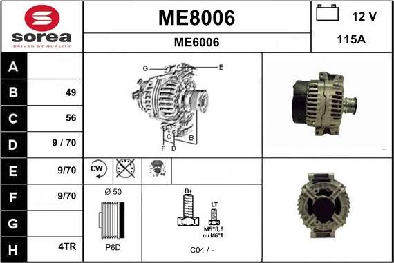 SNRA ME8006 - Ģenerators www.autospares.lv