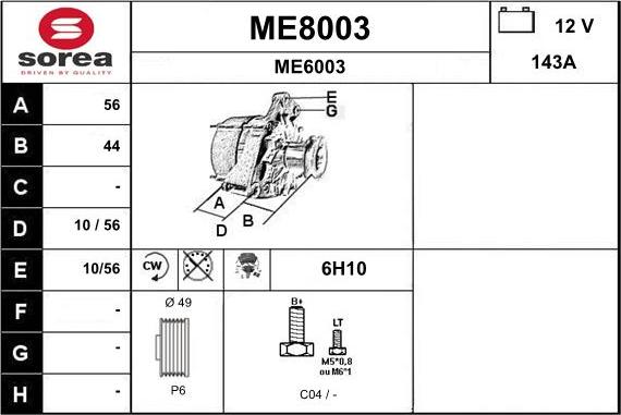 SNRA ME8003 - Ģenerators www.autospares.lv