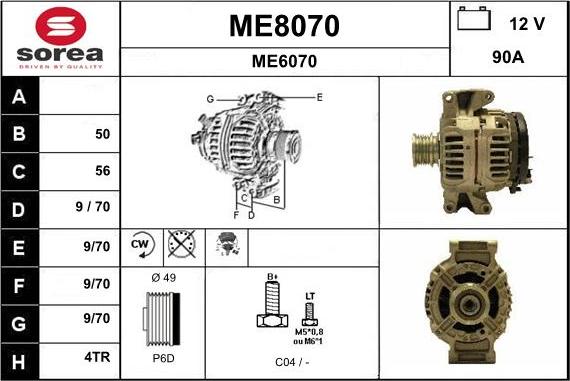 SNRA ME8070 - Ģenerators www.autospares.lv