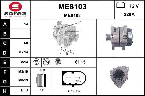 SNRA ME8103 - Ģenerators www.autospares.lv