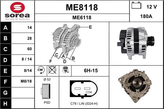 SNRA ME8118 - Ģenerators www.autospares.lv