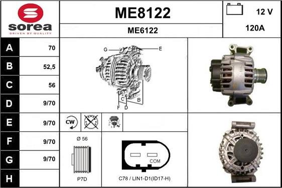 SNRA ME8122 - Ģenerators www.autospares.lv