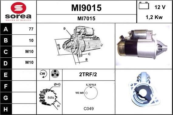 SNRA MI9015 - Starter www.autospares.lv