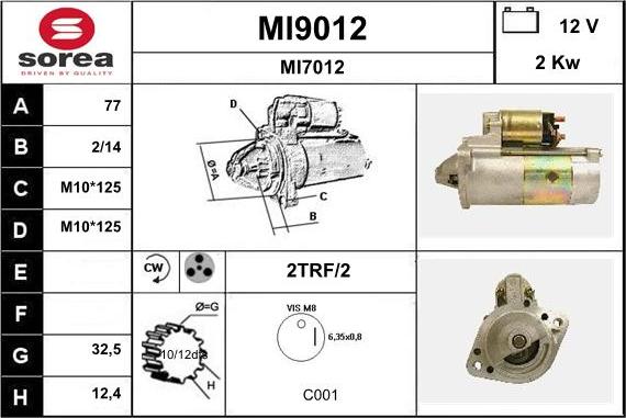 SNRA MI9012 - Стартер www.autospares.lv