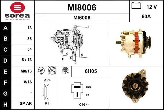 SNRA MI8006 - Ģenerators www.autospares.lv