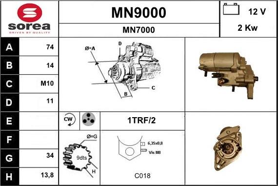 SNRA MN9000 - Starteris autospares.lv