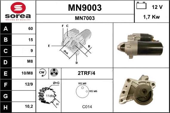 SNRA MN9003 - Starteris www.autospares.lv